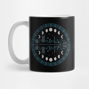 Moon Phases Stars and City Mug